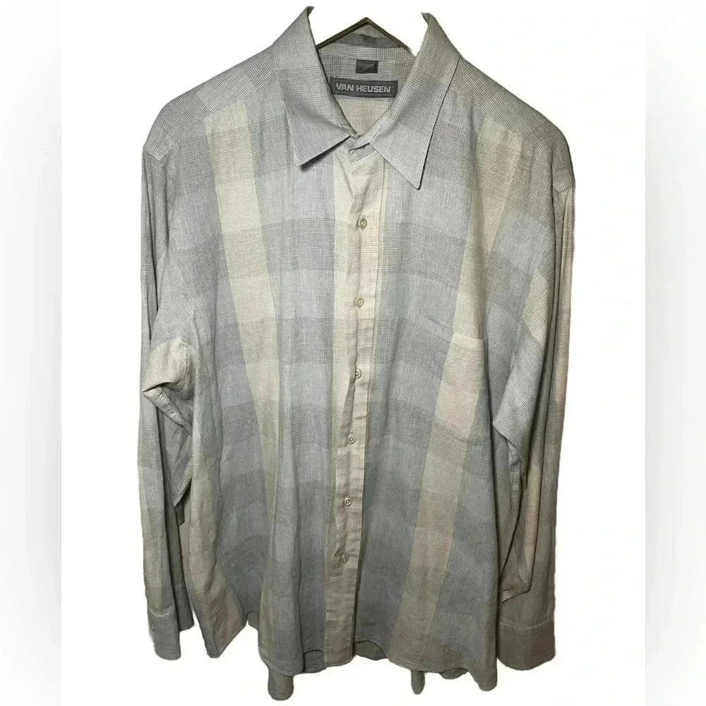 Van Huesen Button Down Shirt Linen & Cotton blend.